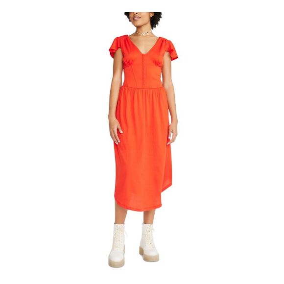 BETSEY JOHNSON Dresses & Skirts - BETSEY JOHNSON Womens Orange Front Hook Eye Closure Corset Midi Dress M